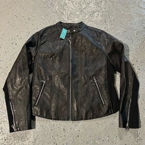 Maurices Black Leather Jacket with Zipper Details